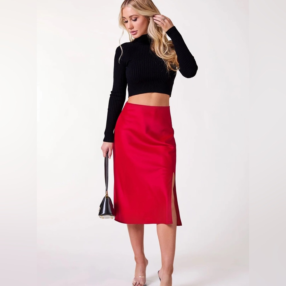 Cleo red satin skirt